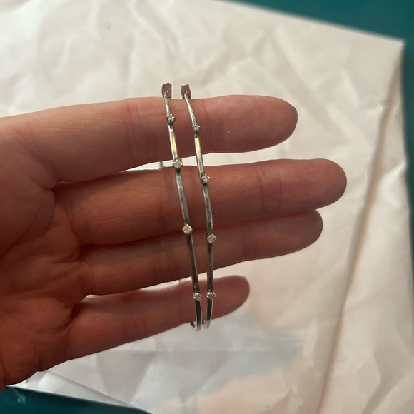 EUC Jes Maharry starlight Diamond 14k and sterling 3” hoop earrings - Picture 2 of 7